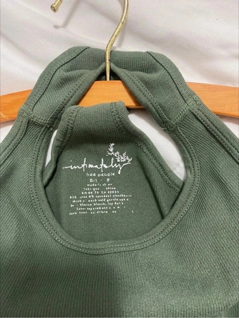 Free People Ribbed High-Neck Crop Tank Top - Navy Green - Picture 4 of 4